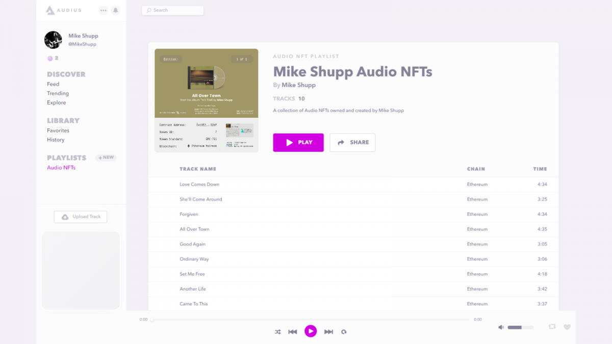 Mike Shupp "This Time" NFT Playlist on Audius