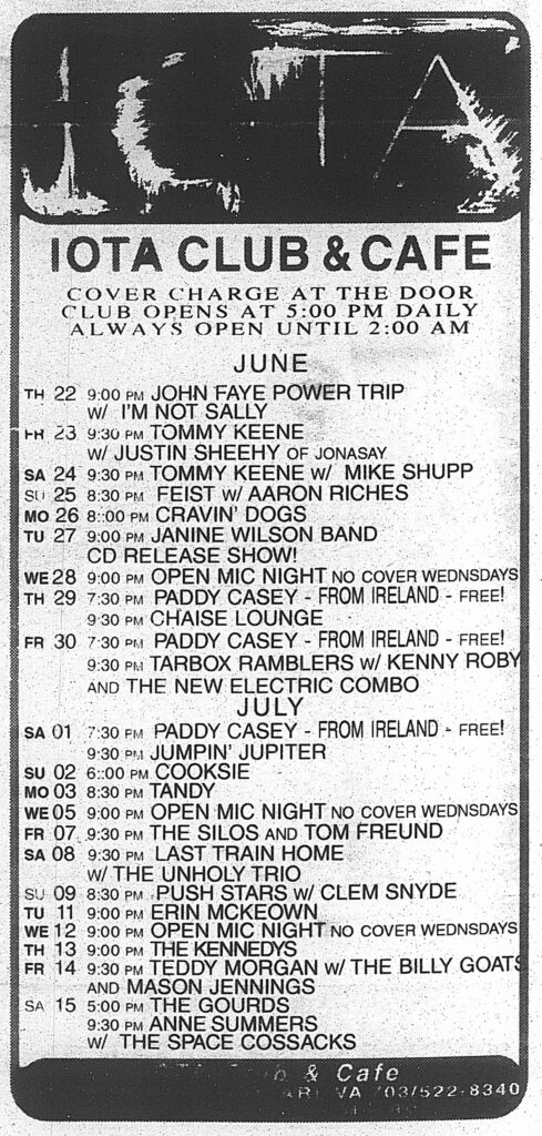 Tommy Keene w/ Mike Shupp | IOTA | Washington City Paper Ad | 6/24/2000